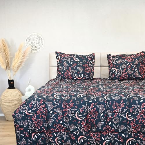 HappyBed 160x220 - Doppelbettdecke - Waschbare Bettdecke ohne Bezug - Bedruckte Bettdecke ohne Bezug - Spannbettdecke mit Druck - Mikrofaser - Dämmerungsrubin von HappyBed