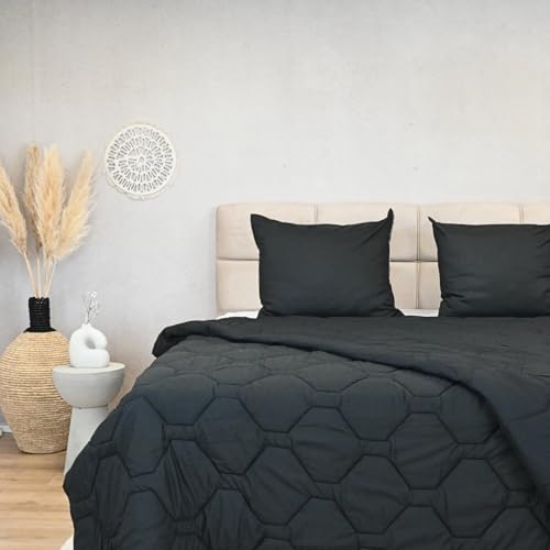 HappyBed - Waschbare Bettdecke Mit Druck 240x200 cm - Spannbettdecke Ohne Bezug - Bedruckte Schwarz von HappyBed
