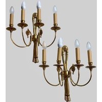 Paar Empire Bronze Sconces | Vintage Große Wandleuchter Wandbeleuchtung Elegante Wandlampen 50Er Jahre von HappyDuckVintage