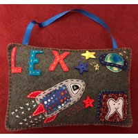 Raumschiff Rakete Space Filz Zahnfee Kissen Personalisiert von HappyFelties