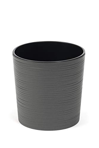 HappyFlower Blumentopf Pflanzkübel inkl. Einsatz rund Meißel-Optik Übertöpfe (Graphit (Anthrazit), Durchmesser 30 cm/Höhe 30,5 cm) von HappyFlower