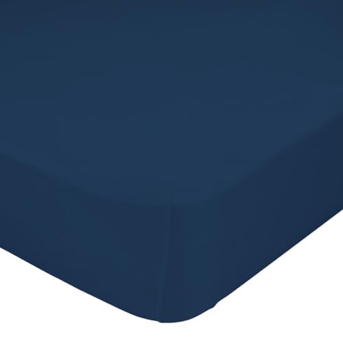 HappyFriday Basic Spannbettlaken, Marineblau, 140 x 200 x 32 cm von HappyFriday