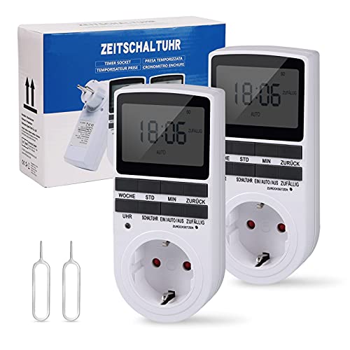 Nach Maß Deutsche Ausführung Zeitschaltuhr Digital - 2 PCS | Digitale Elektrische Zeitschaltuhr Steckdose mit Deutsche System und Tasten | 10 konfigurierbare Programme | 12/24h Modus Nach Maß Deutsche Ausführung Zeitschaltuhr Digital - 2 PCS | Digitale Elektrische Zeitschaltuhr Steckdose mit Deutsche System und Tasten | 10 konfigurierbare Programme | 12/24h Modus von HappyGoo