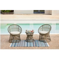 Happy Home 3 tlg. Garten Set mit Sitzkissen HGS49-BEI in Rattan Beige von HappyHome