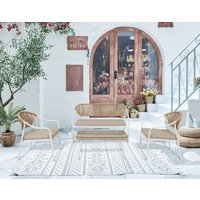 Happy Home 4 tlg. Lounge Set HGS32-BEI helles Rattan mit Sitzkissen in beige von Happy Home