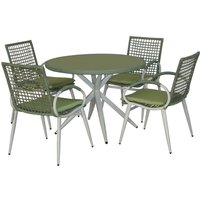 Happy Home Dining-Set 5tlg. HGS41-GRN grünes Rattan mit Sitzkissen in grün von HappyHome