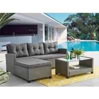 Happy Home Ecklounge-Set 8tlg. HGS42-GRA graues Rattan mit Sitzkissen in grau von Happy Home