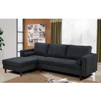 Ecksofa mit 3 Rückenkissen & 2 Rollkissen, ca. 254 x 158 x 88 cm - Dunkelgrau Ecksofa mit 3 Rückenkissen & 2 Rollkissen, ca. 254 x 158 x 88 cm - Dunkelgrau von Happy Home