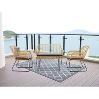 Happy Home Lounge-Set 4tlg. HGS45-GRA helles Rattan mit Sitzkissen in grau von HappyHome