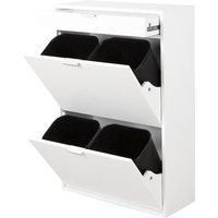 Mülleimerschrank mit Schublade & 4 Abfalleimer - ca. 62 x 25 x 90 cm - Weiß von Happy Home