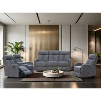 3tlg. Relaxsofa-Set mit 5 Relaxfunktionen - Grau 3tlg. Relaxsofa-Set mit 5 Relaxfunktionen - Grau von Happy Home
