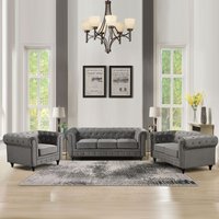 Sofa-Set 3tlg. gepolsteter 3-2-1 Sitzer HSP106-DGR grau Samtstoff Sofa-Set 3tlg. gepolsteter 3-2-1 Sitzer HSP106-DGR grau Samtstoff von Happy Home