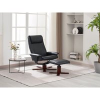 Happy Home verstellbarer Relaxsessel mit Hocker schwarz & Holzbeine von HappyHome