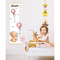 Bär Mit Luftballons Höhentabelle Personalisierte Wachstumstabelle Baby Tiere Kinderzimmer Dekoration von HappyKidsStoreUA