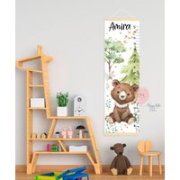 Bärenbaby-Größentabelle Personalisierte Wachstumstabelle Waldtiere Kinderzimmer Waldraumdekor von HappyKidsStoreUA