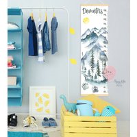 Bärpfote Messlatte Personalisierte Wachstumstabelle Wald Und Berge Kinderzimmer Deko von HappyKidsStoreUA