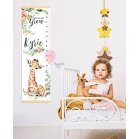 Giraffe Baby Wachstumskarte Blumen Höhentabelle Safari Tiere Kinderzimmer Deko Duschgeschenk von HappyKidsStoreUA