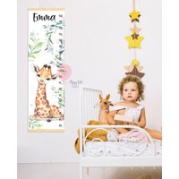 Giraffe Wachstumskarte Personalisiert Messlatte Safari Tiere Kinderzimmerbild Babyzimmer Deko Duschgeschenk von HappyKidsStoreUA