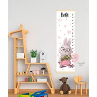 Hasen Mädchen Messlatte Tiere Wachstumskarte Baby Hase Kinderzimmer Deko von HappyKidsStoreUA