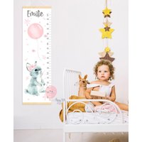 Höhentabelle Hase Mit Ballon Wachstumskarte Kinderzimmer Wanddeko von HappyKidsStoreUA