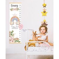 Höhentabelle Regenbogen Mit Blumen Mädchen Wachstumskarte Und Kinderzimmer Wanddeko Dusche Oder Geburtstag Geschenk von HappyKidsStoreUA