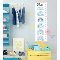 Höhentabelle Regenbogen Mit Herzen Kinder Wachstumskarte Blau Kinderzimmer Wandbild Dusche Oder Geburtstagsgeschenk von HappyKidsStoreUA