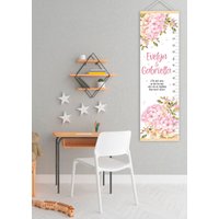 Höhentabelle Rosa Hortensie Blumen Wachstumskarte Kinderzimmer Wandbild Dusche Oder Geburtstagsgeschenk von HappyKidsStoreUA