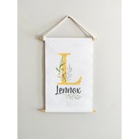 Initialen Namensbanner Leinwand Baby Name Flagge Personalisierter Buchstabe Kinderzimmer Wanddeko von HappyKidsStoreUA