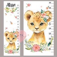 Messlatte Löwe Baby Mädchen Wachstumskarte Safari Tiere Kinderzimmer Deko Dusche Oder Geburtstag Geschenk von HappyKidsStoreUA