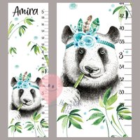Panda Und Bambus Wachstumskarte Mädchen Messlatte Pandabär Kinderzimmer Deko von HappyKidsStoreUA