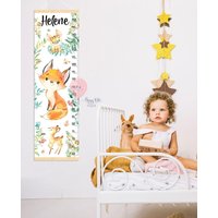 Waldtiere Höhentabelle Waldkinderzimmer Kunst Personalisierte Wachstumstabelle Wandbehang Raumdekor von HappyKidsStoreUA