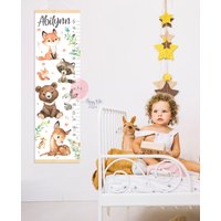 Waldtiere Höhentabelle Waldkinderzimmer Personalisierte Wachstumstabelle Wandbehang Raumdekor von HappyKidsStoreUA