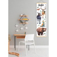 Wildtiere Wachstumskarte Wildnis Tiere Höhenkarte Wald Kinderzimmer von HappyKidsStoreUA