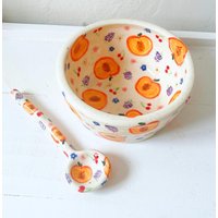 Vorbestellung Aprikose Früchte Handgemachte Keramikschale-Handgemachte Schale-Obst Keramik-Süsse Keramik Schale-Handgemachte Schale Obst-Schüssel von HappyLilBear