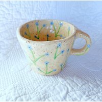Vorbestellung Gesprenkelte Vergissmeinnicht Handgemachte Keramik-Tasse-Handgemachte Blumen-Tasse-Handgemachte Keramik-Blumen-Keramik-Tasse von HappyLilBear