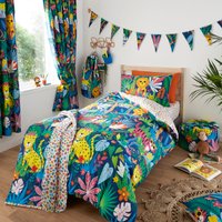 Mädchen Jungen Kinder Tropical Jungle Katzen Wendbare Bettbezug Bettwäsche Vorhänge von HappyLinenCompany