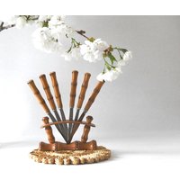 Obstmesser Im Bambusständer Und Untersetzer. Messerständer 1960Er Jahre Gml Rostfrei Edelstahlklinge Obstmesser Im Bambusständer Und Untersetzer. Messerständer 1960Er Jahre Gml Rostfrei Edelstahlklinge von HappyMooseVintage