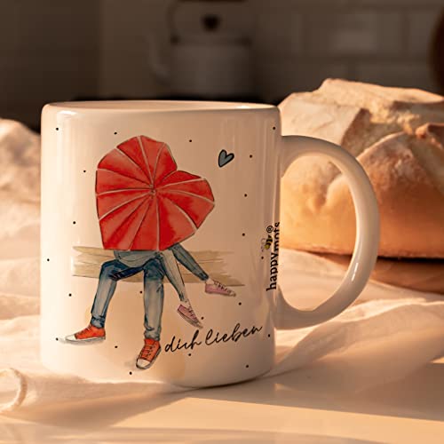 HappyMots Originelle Mug aus hochwertiger Keramik zum Verschenken | Frühstückstassen | Geeignet für Mikrowelle und Spülmaschine | Lustige Tassen | Mug Liebe | Geschenk zum Valentinstag von HappyMots