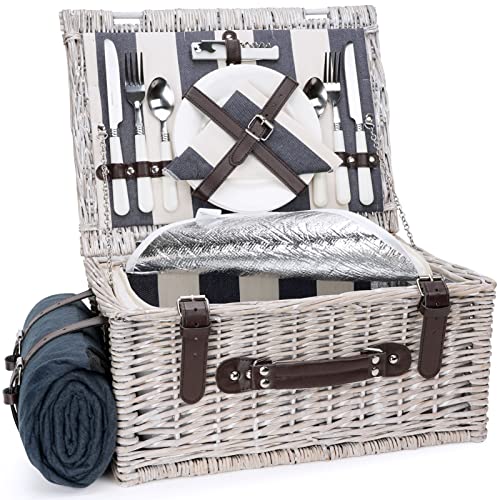 Picknickkorb-Set für 2 Personen mit Isolierkühler, wasserdichte Picknickdecke, Geschirr für Familie, Party, Outdoor, Wohnen, Camping, Geschenk Picknickkorb-Set für 2 Personen mit Isolierkühler, wasserdichte Picknickdecke, Geschirr für Familie, Party, Outdoor, Wohnen, Camping, Geschenk von HappyPicnic