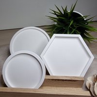 Handgegossene Kerzenteller | Kerzenuntersetzer Weiß Modern Schlicht Geschenk|Schmuckuntersetzer von HappySalesStoreDE
