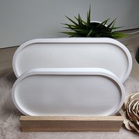 Handgegossene Ovale Dekoteller | Kerzenuntersetzer Weiß Modern Schlicht Geschenk| Schmuckuntersetzer von HappySalesStoreDE