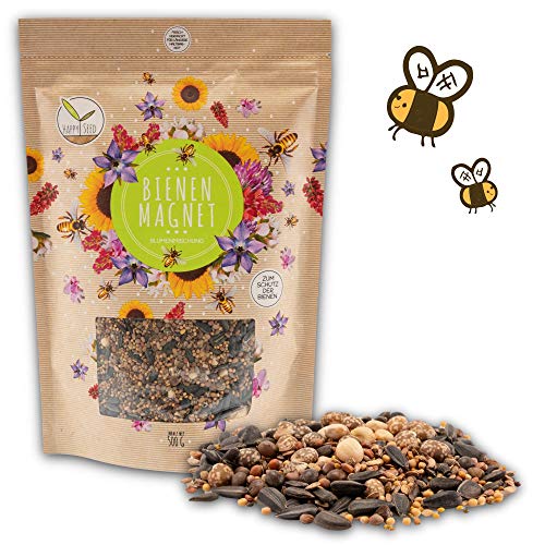 500g Blumenwiese Samen für eine bunte Bienenweide - Farbenfrohe & nektarreiche Wildblumensamen Mischung für Bienen & Schmetterlinge (inkl. GRATIS eBook) von HappySeed