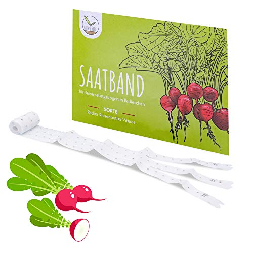 5m Saatband Radieschen Samen (Radies Riesenbutter Vitessa) - Saftig, rote Radieschen ideal für die Anzucht im Garten, Balkonkasten & Gemüsebeet von HappySeed