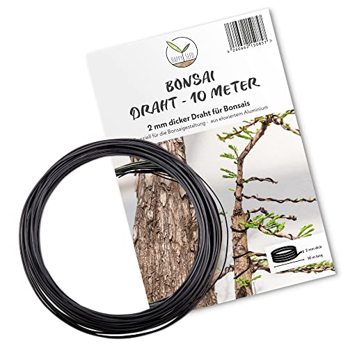 HappySeed 10m Bonsai Draht aus eloxiertem Aluminium, Schwarz - Essenziell für die gewünschte Form Ihres Bonsais - ideal zum Drahten von Bäumen & Pflanzen (2 mm) von HappySeed