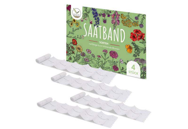 HappySeed Blumensamen 4x Saatteppich Blumensamen Balkonkasten Mischung - Farbenfrohe Blumen, Saatgut von HappySeed