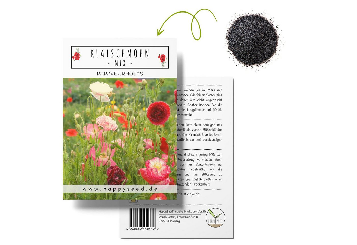 HappySeed Blumensamen Klatschmohn Samen - Papaver rhoeas (Mix), Klatschmohn von HappySeed