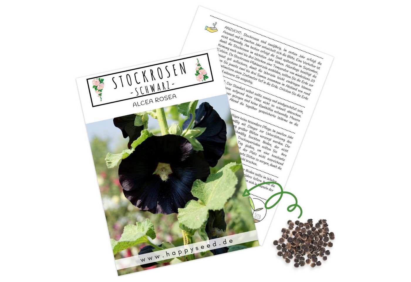 HappySeed Blumensamen Stockrosen Samen - Alcea Rosea (Schwarz), Rosen von HappySeed