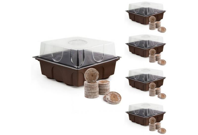 HappySeed Gewächshaus Gewächshaus Set mit 60 Kokostabs - Anzucht von Kräutern & Gemüse, inkl. Kokoserde von HappySeed