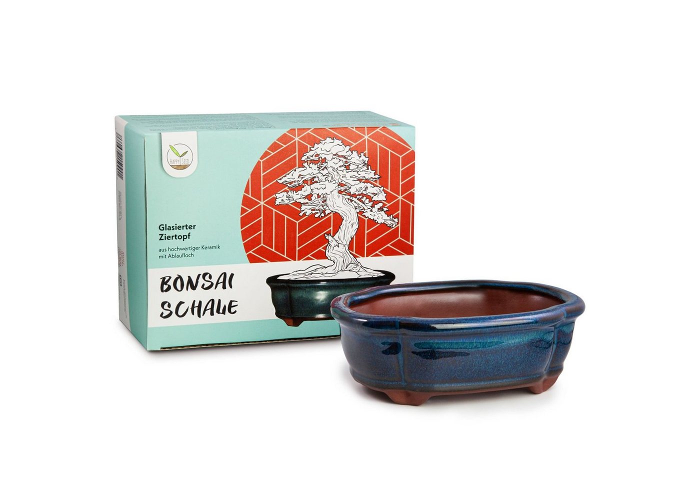 HappySeed Pflanzschale Bonsai Schale aus Keramik in Marineblau - 15 x 5,5 x 11 cm (klein) von HappySeed