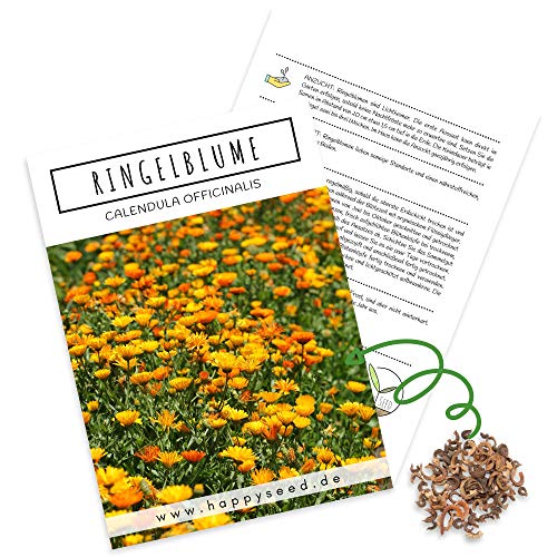 Ringelblumen Samen (Calendula Officinalis) - Vielseitige Heilpflanze mit essbaren Blüten & ideal für eine bunte Blumenwiese (Gelb/Orange) von HappySeed